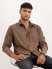 Slim Fit Textured Stripes Shirt | Brown