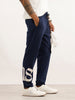 Regular Fit Placement Printed Jogger | Navy Blue
