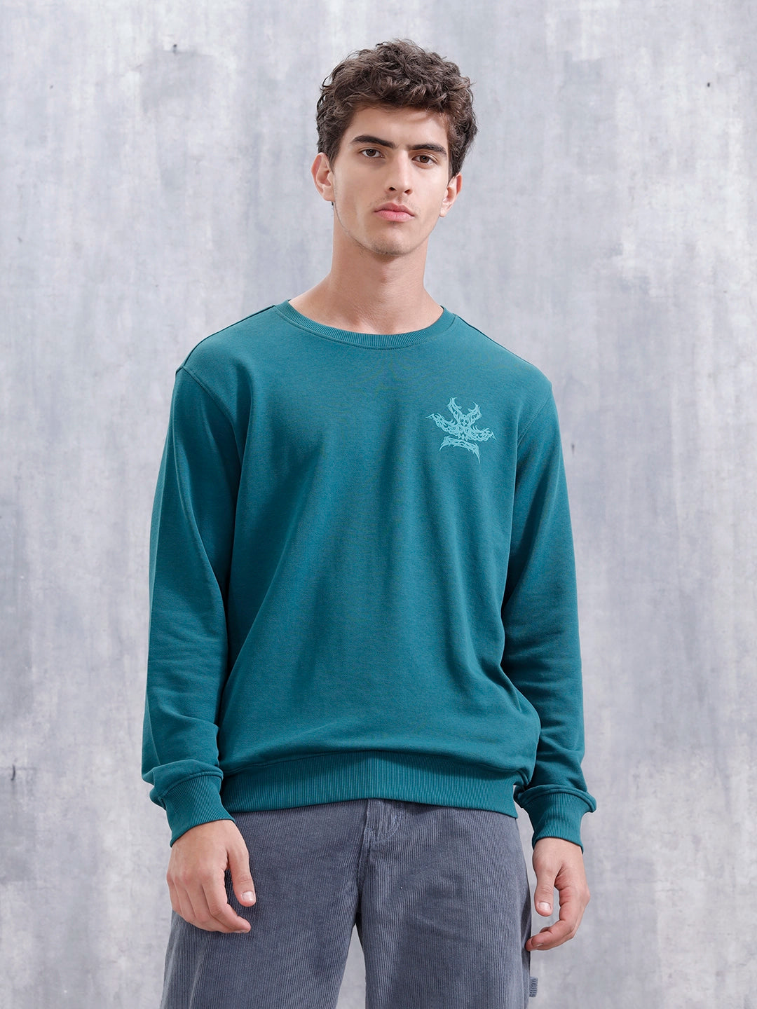 Loop Terry Cotton Brand Carrier Sweatshirt | Teal