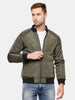 Olive Stripe Casual Bomber Jacket