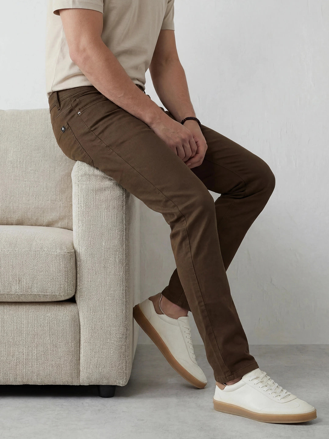Solid Slim Fit Trouser | Brown