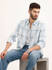 Textured Regular Fit Checkered Shirt | Blue