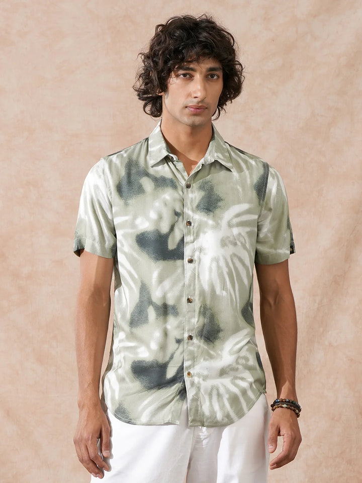 Fluid Viscose AOP Shirt | Green