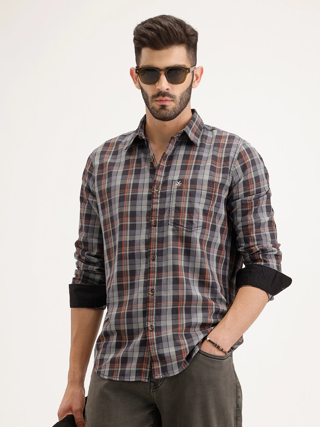 Regular Fit Checkered Shirt | Multicolor