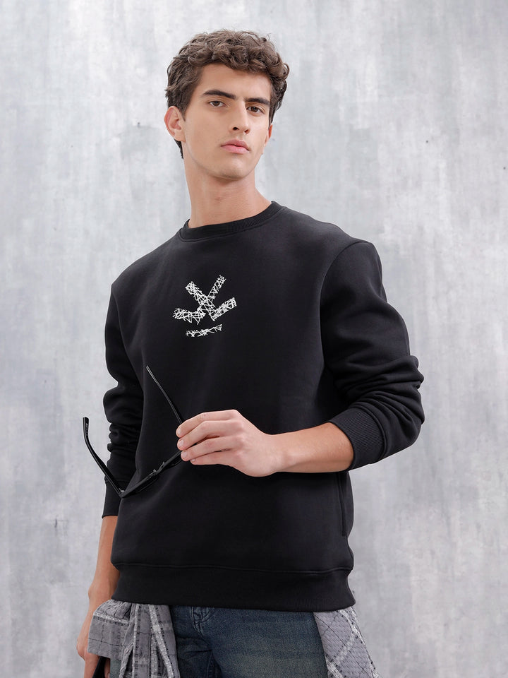 Men's Casual Branded Comfort Fit Sweatshirt  | Black