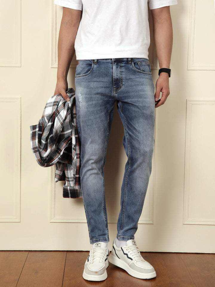 Vintage Faded Skinny Crop Jeans | Blue