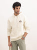 Comfort Fit Embroidered Patch Hooded Sweatshirt | Off White