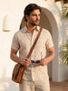 Slim Fit AOP Half Sleeve Shirt | Beige