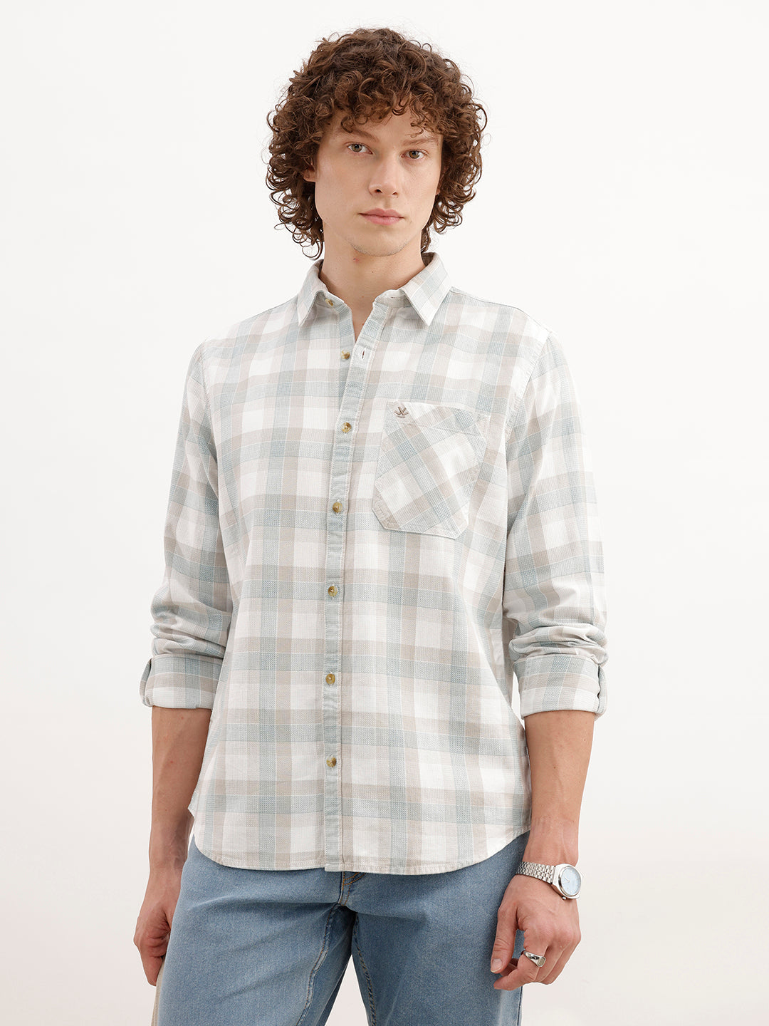 Regular Fit Checkered Shirt | Teal
