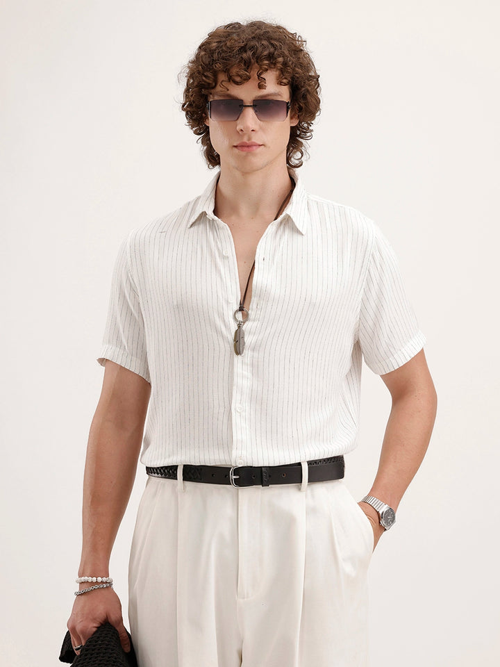 Slim Fit Striped Shirt | White