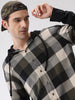 Hooded Checks Olive Boxy Fit Shirt