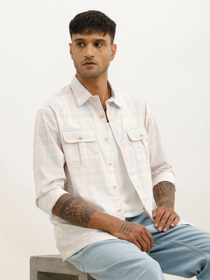 Classic Regular Fit Checkered Shirt | Pink