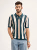 Slim Fit Flat Knit Polo T-Shirt | Teal