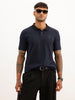 Slim Fit Contrast Collar Polo T-Shirt | Navy Blue