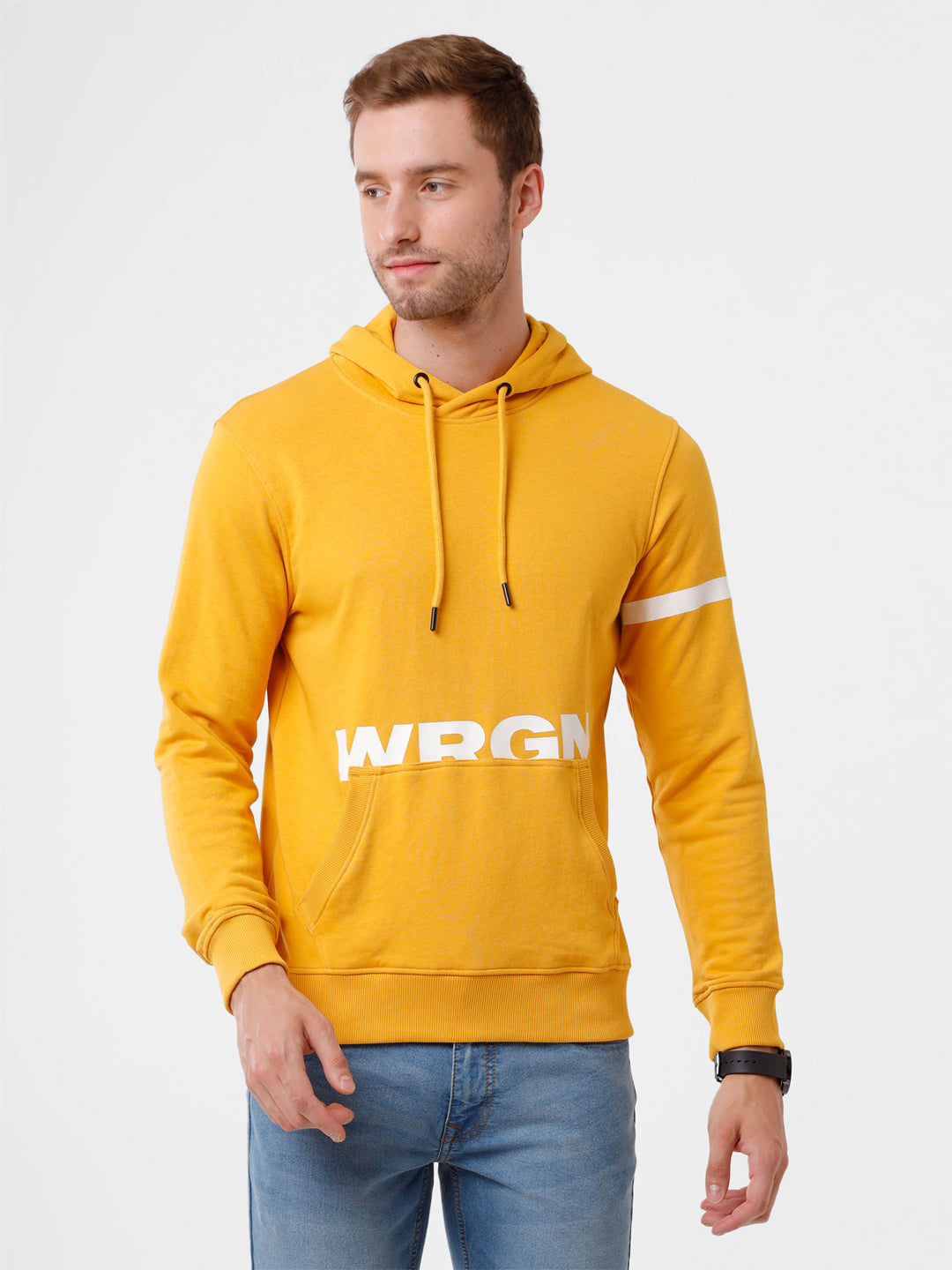 Mustard Fleece Casual Sweatshirt