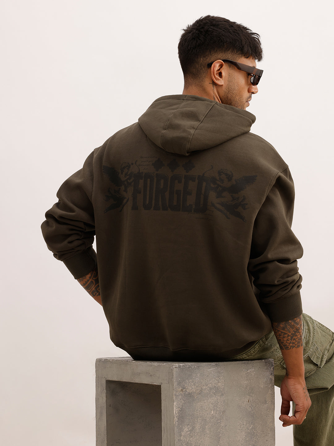 Classic Back Printed Hooded Sweatshirt | Olive | WSS02FSOS7021S