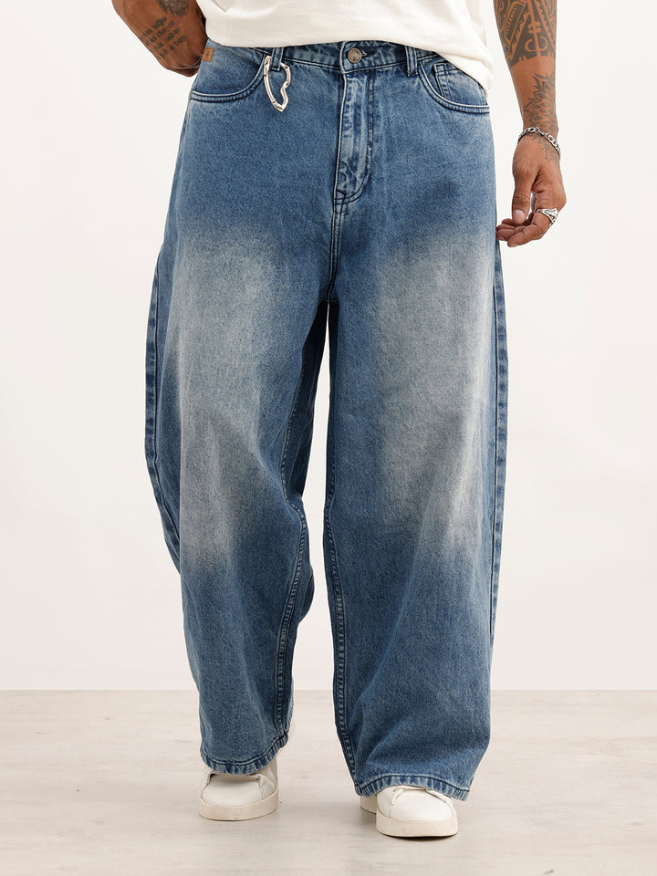 Faded Baggy Fit Denim Jeans | Light Blue