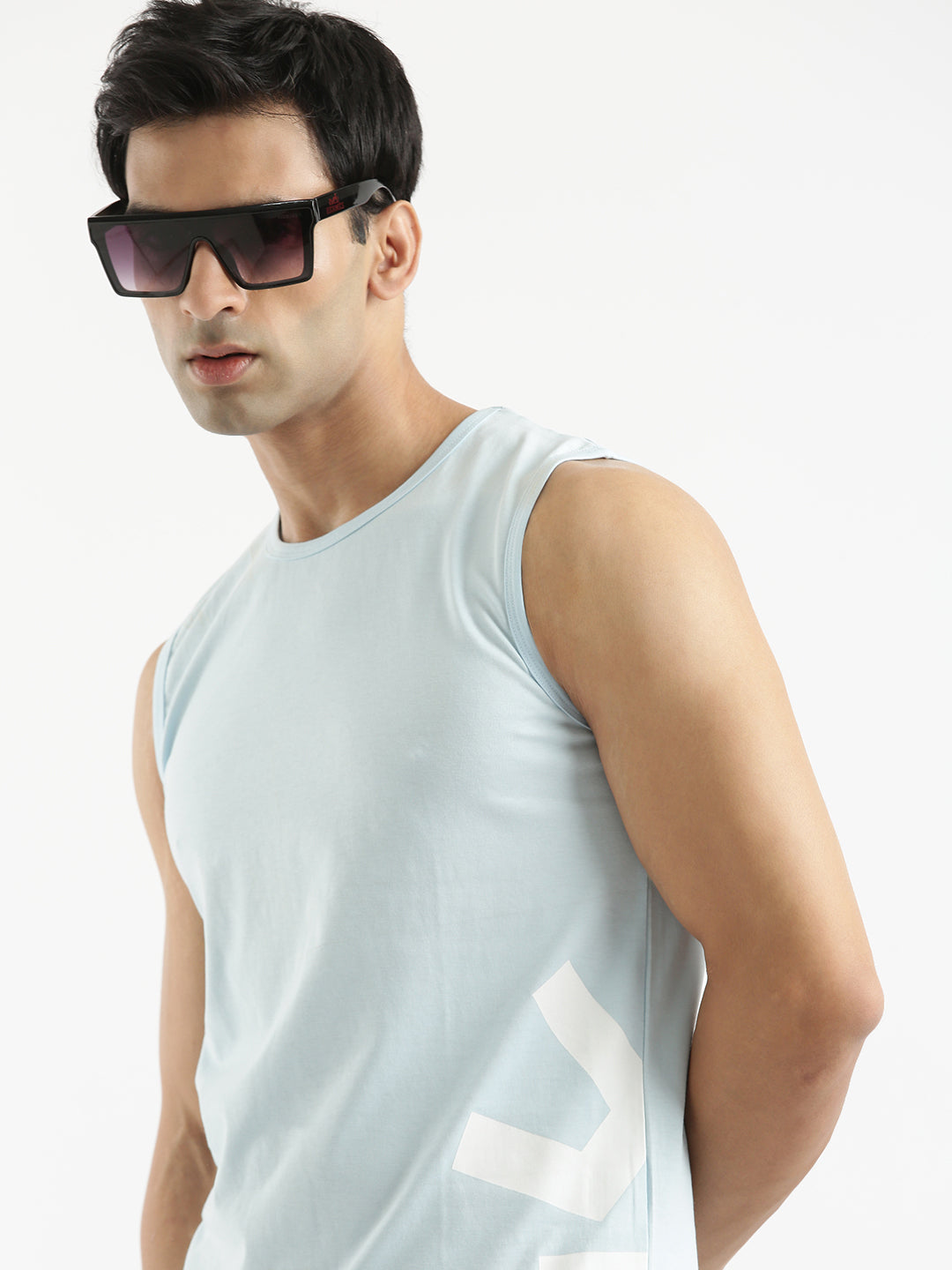 Solid Blue Sleeveless T-Shirt