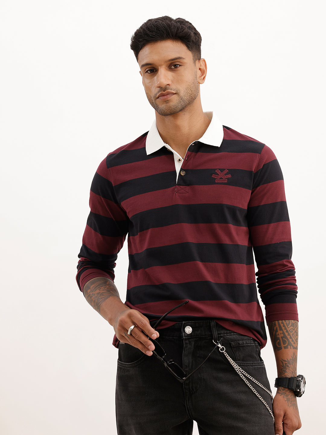 Regular Fit Full Sleeve Polo T-Shirt | Maroon