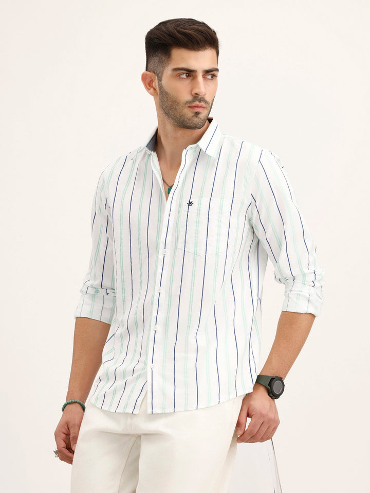 Slim Fit Striped Shirt | White