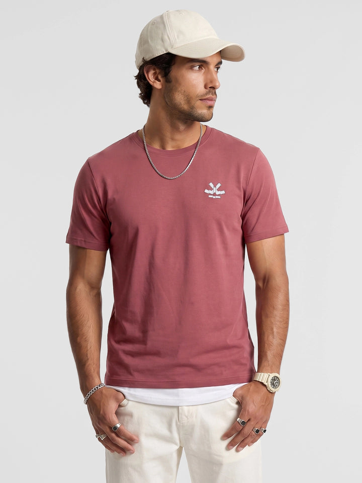 Solid Placement Printed T-Shirt | Pink
