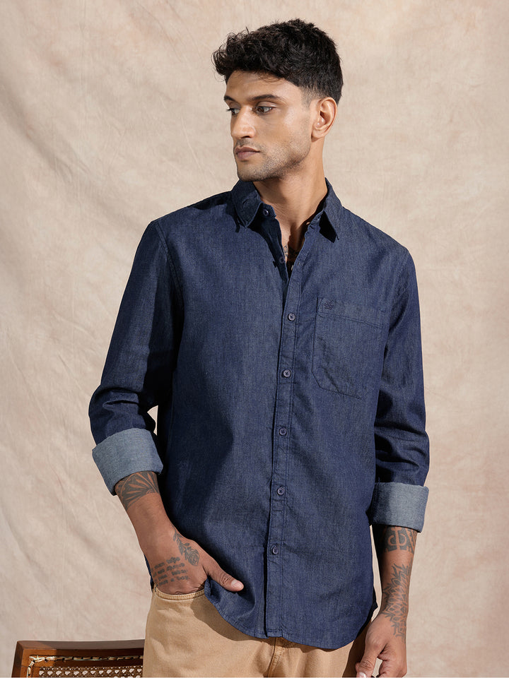 Washed Denim Regular Fit Shirt | Blue