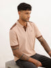 Slim Fit Panel Printed Polo T-Shirt | Light Brown