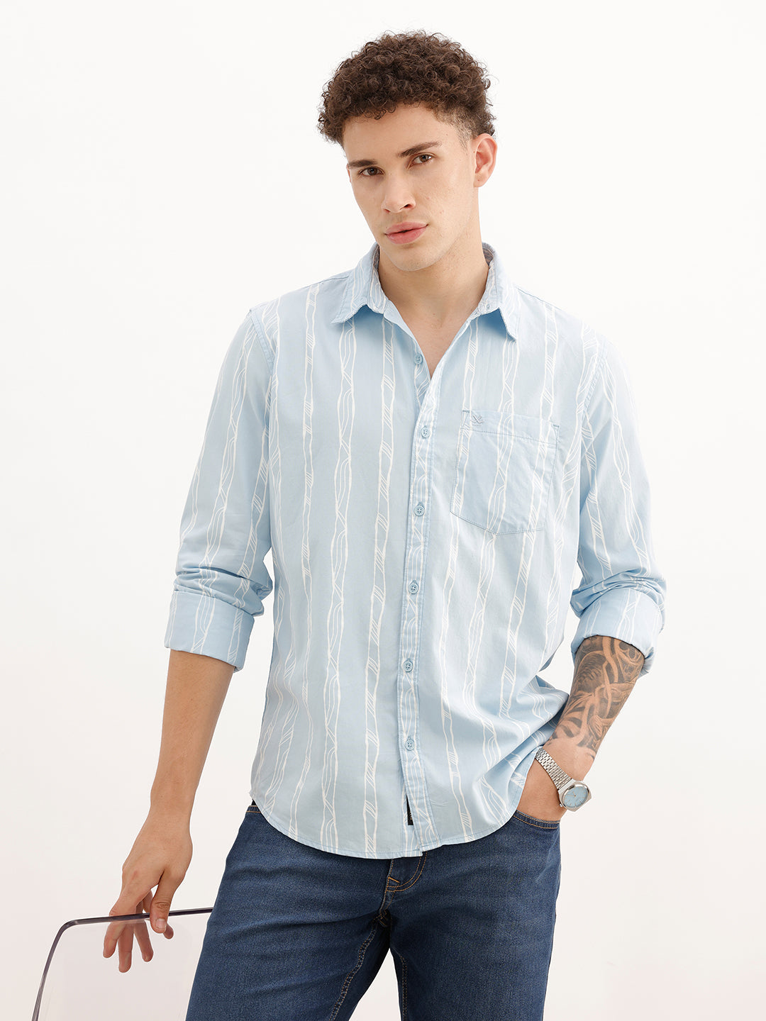 Classic Regular Fit AOP Shirt | Light Blue | WOSH0411M
