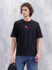 Men's Casual Embroidered Oversized Fit T-Shirt | Black