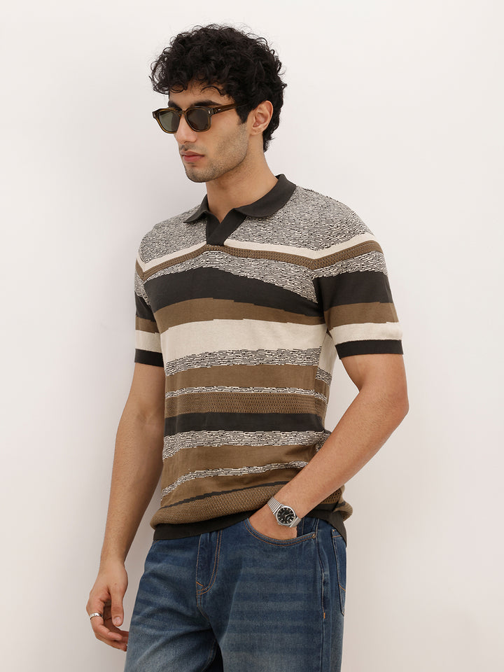 Classic Slim Fit Jacquard Polo T-Shirt | Olive