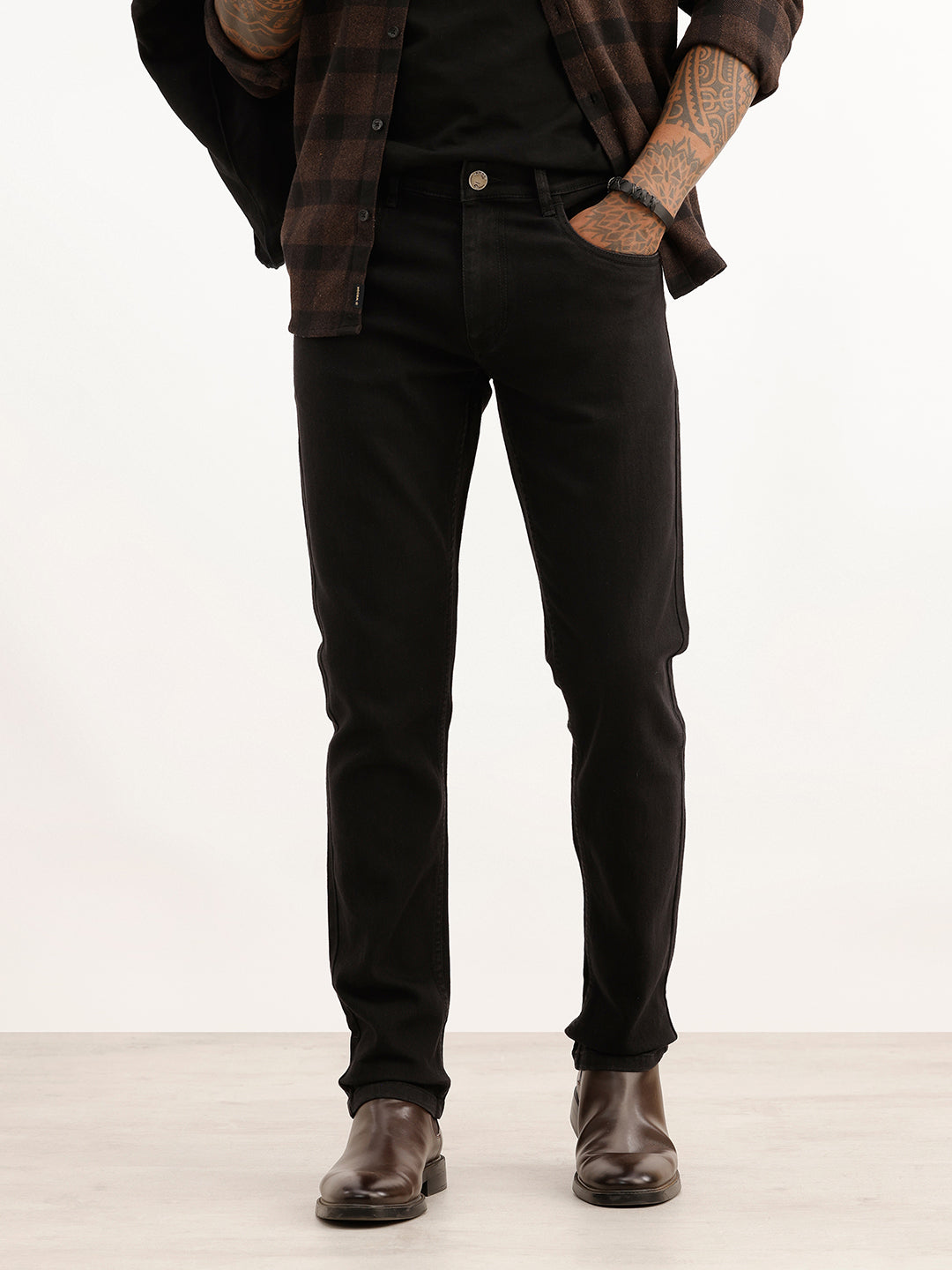 Solid Slim Fit Denim Jeans | Black