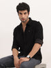 Slim Fit Solid Corduroy Shirt | Black