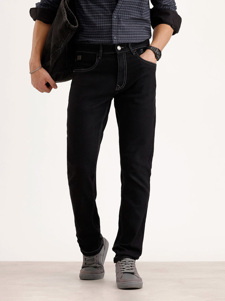 Solid Slim Fit Denim Jeans | Black