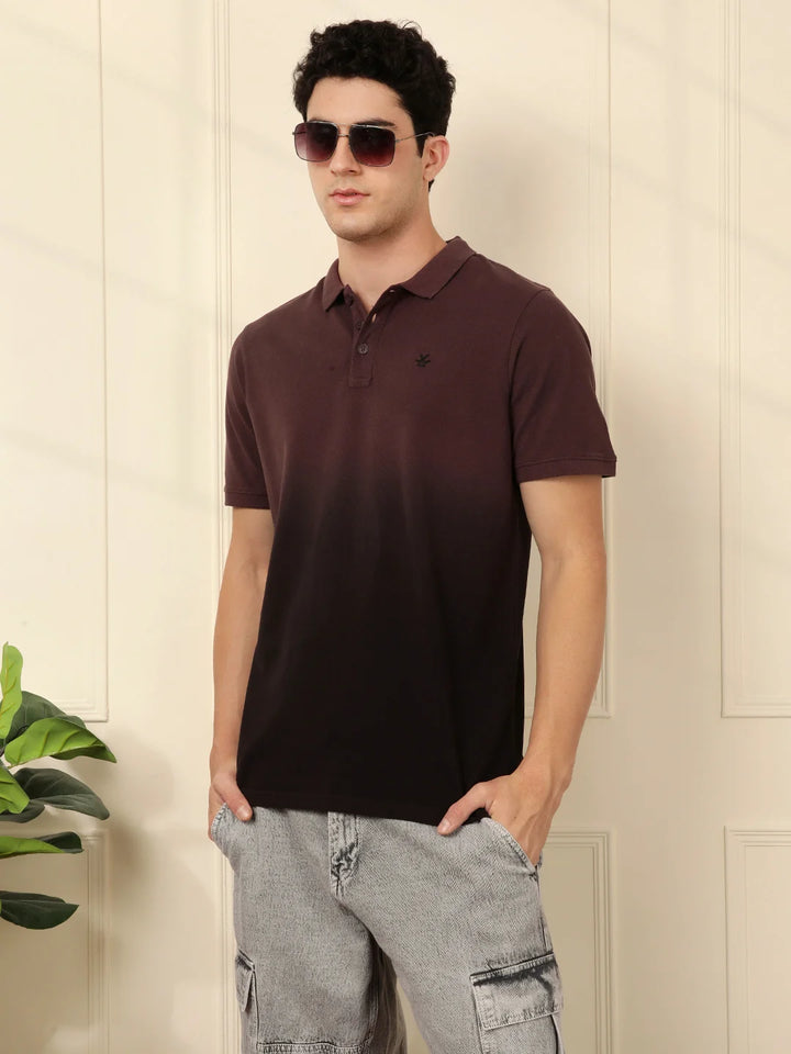 Washed Slim Fit Polo T-Shirt in Maroon