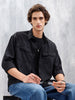 Wrogn Oversized Double Pocket Textured Shirt For Men's | Black