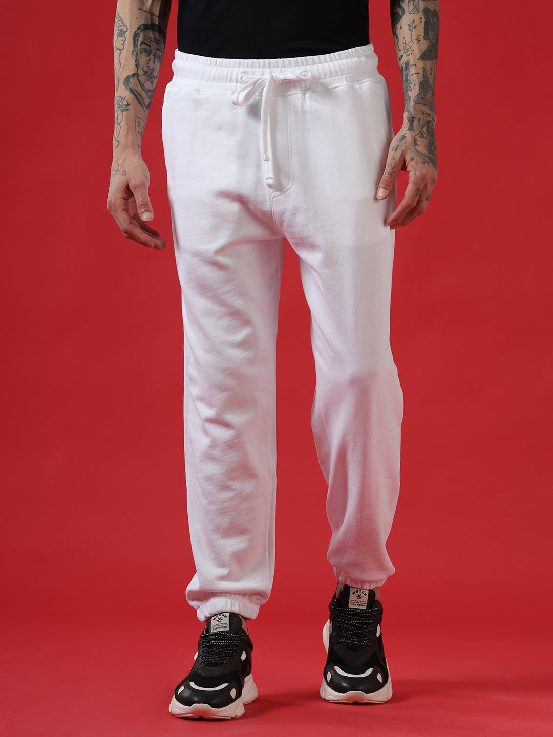 Placement Printed White Jogger