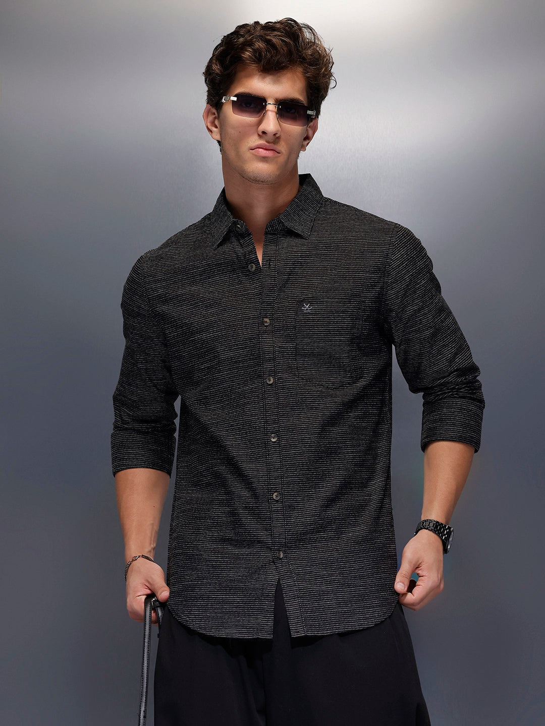 Men's Casual Regular Fit Shirt   |  Black