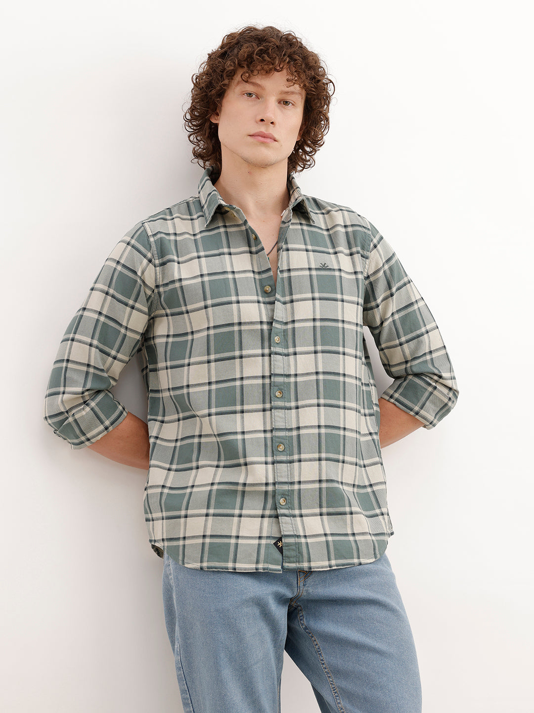 Regular Fit Checkered Shirt | Green