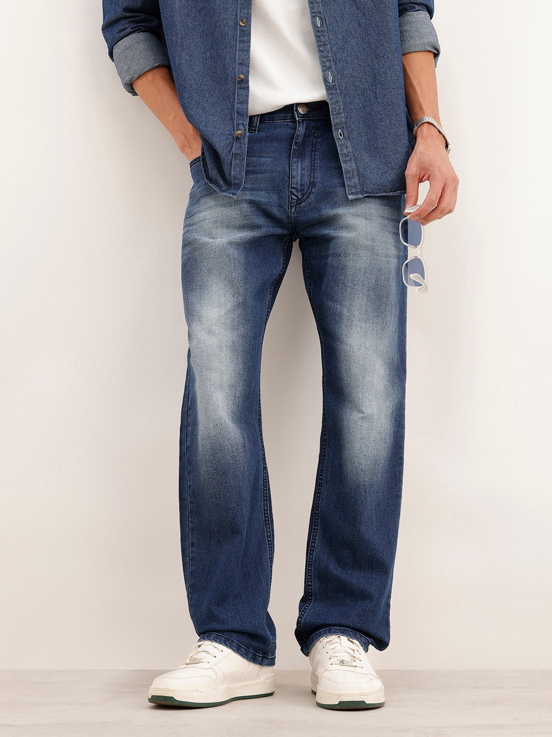 Heavy Faded Anit Fit Denim Jeans | Blue