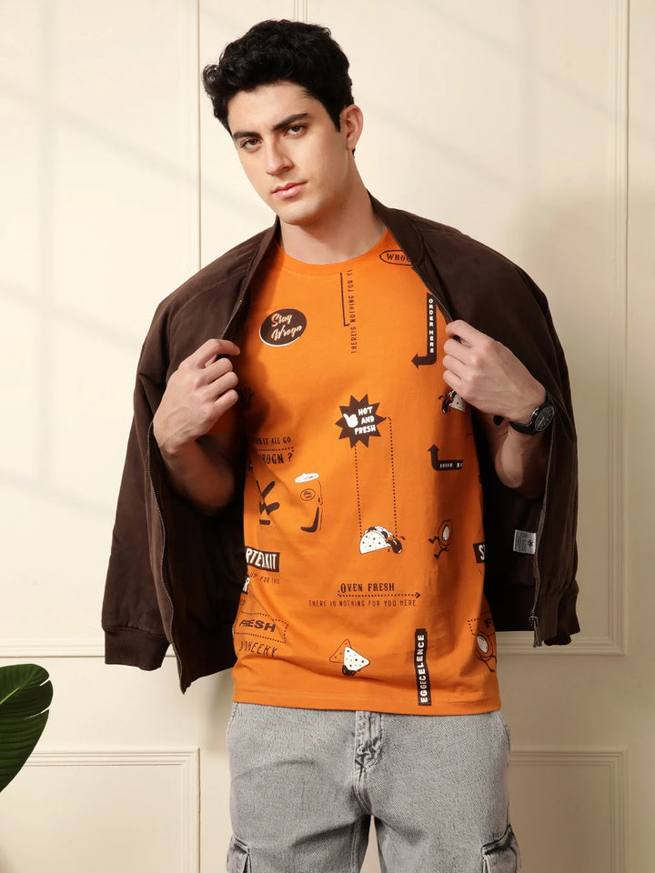 Wrogn Order AOP Orange T-Shirt