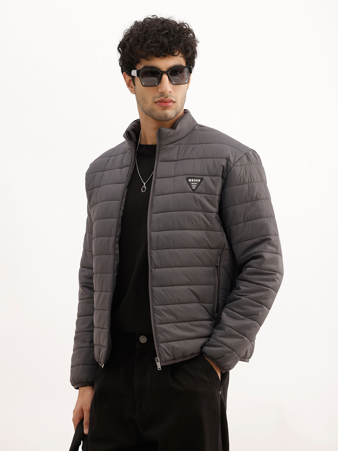 Solid Comfort Fit Puffer Jacket | Olive