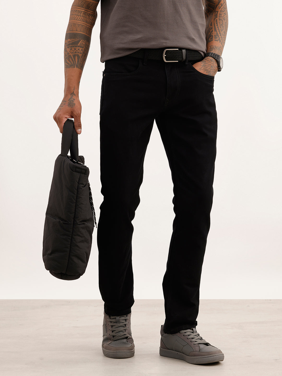 Solid Slim Fit Denim Jeans | Black