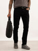 Solid Slim Fit Denim Jeans | Black