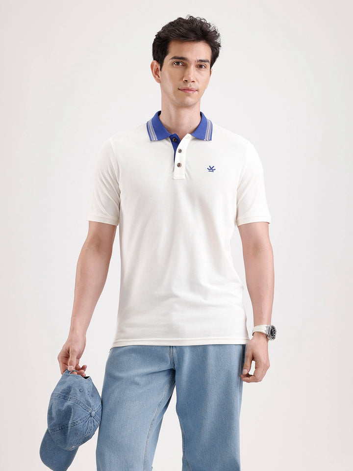 Jacquard Collar Polo T-Shirt  | Off White