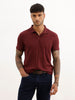 Textured Slim Fit Polo T-Shirt | Wine