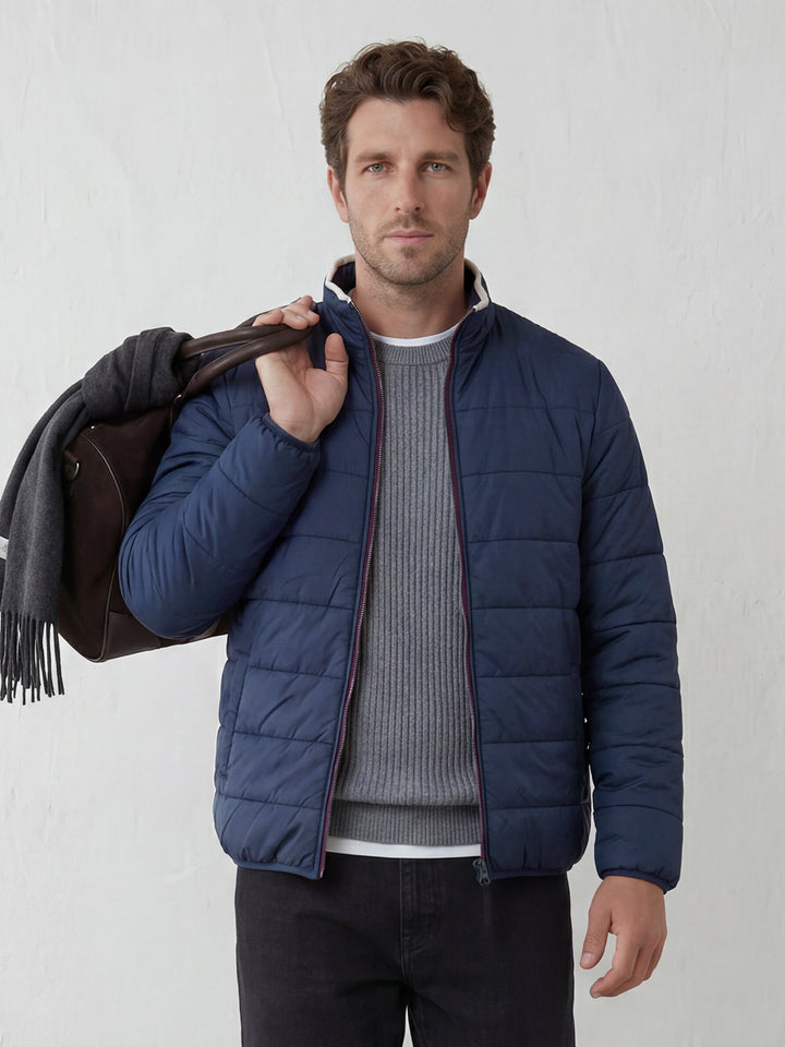 Solid Regular Fit Puffer Jacket | Blue