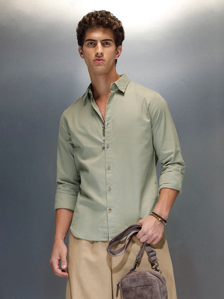 Tailored Slim Fit Casual Shirt for Men | Green