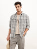 Oversized Grindle Structured Check Double Pocket Shirt | Grey
