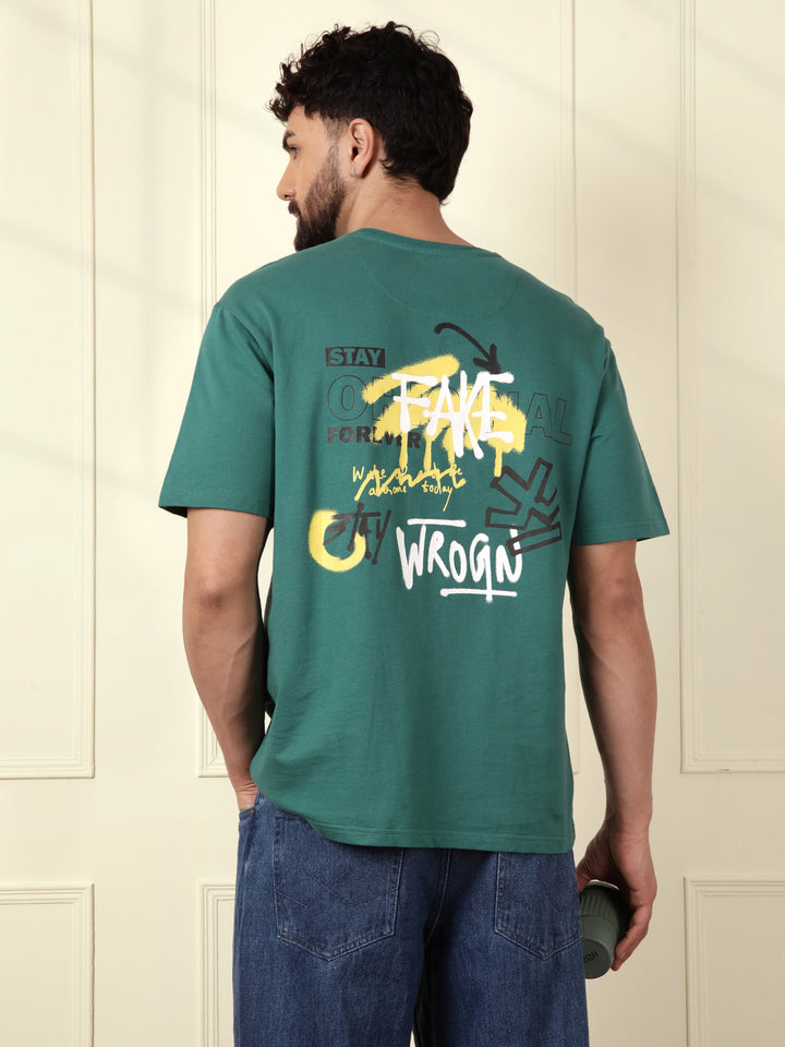 Heavy GSM Printed Graffiti T-Shirt | Green