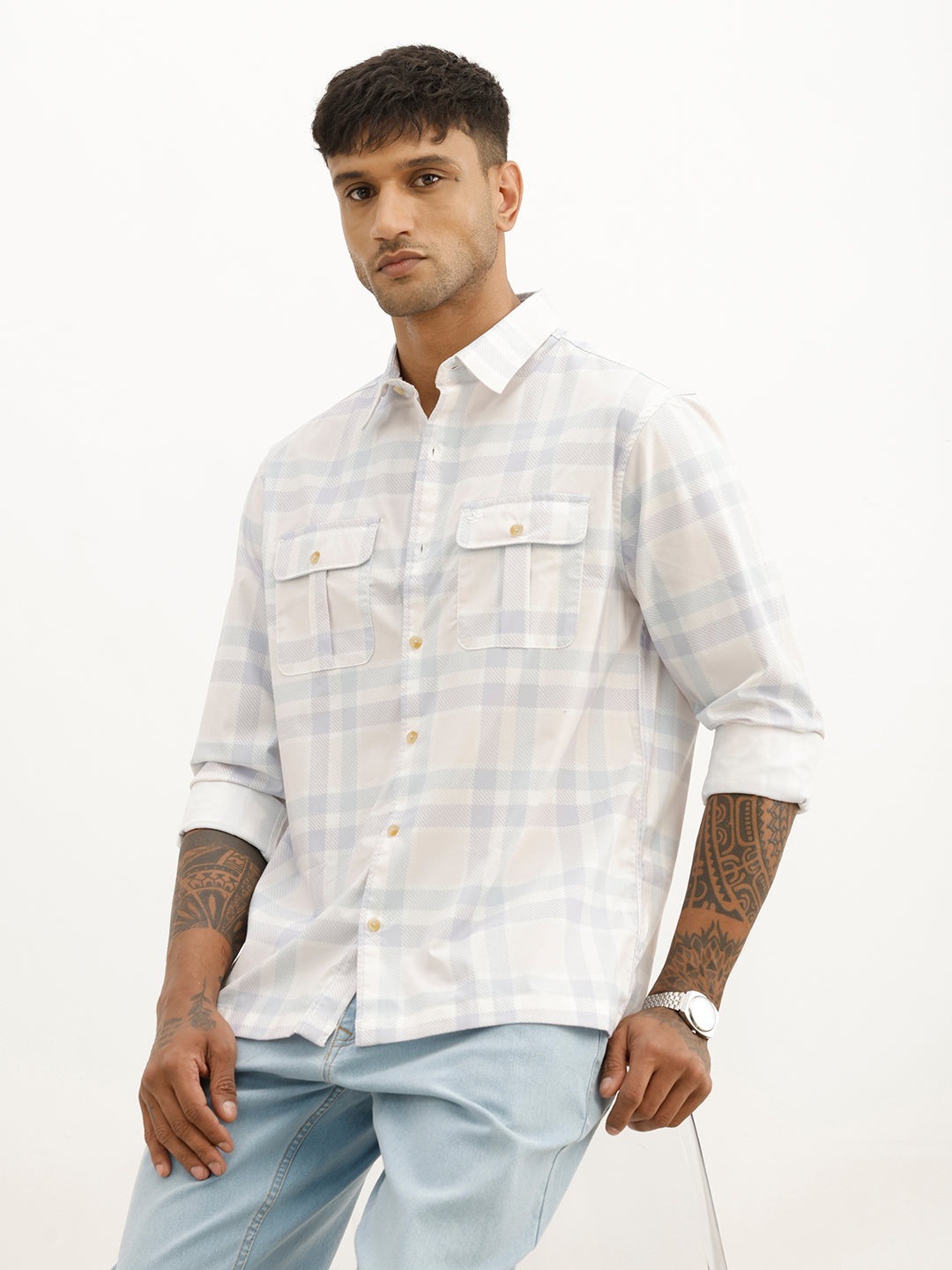 Classic Regular Fit Checkered Shirt | Blue